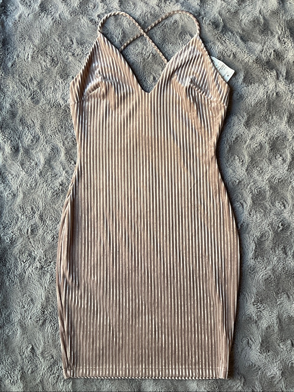Champagne Pleated Mini Dress